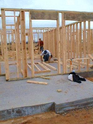 A closer view of the framing as it goes up. 1/12/99